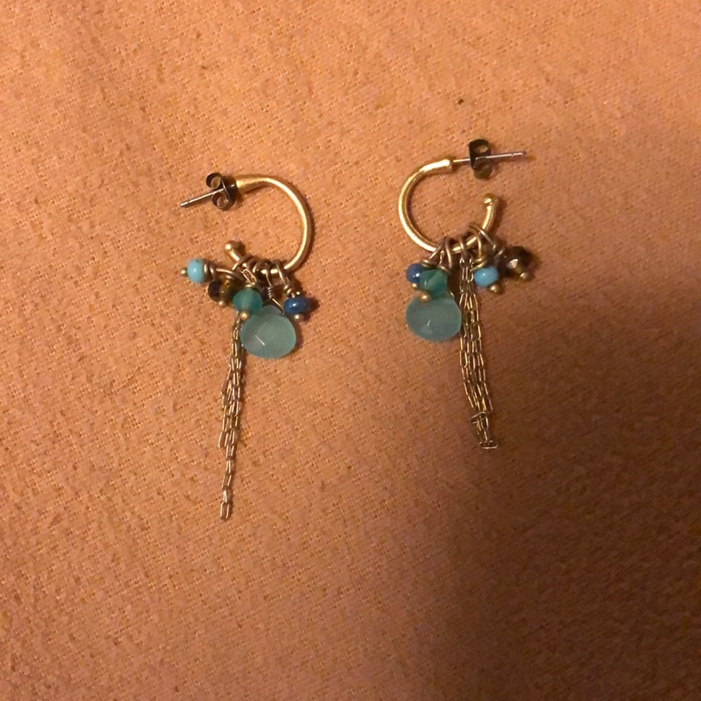 Turquoise and gold dangling earrings